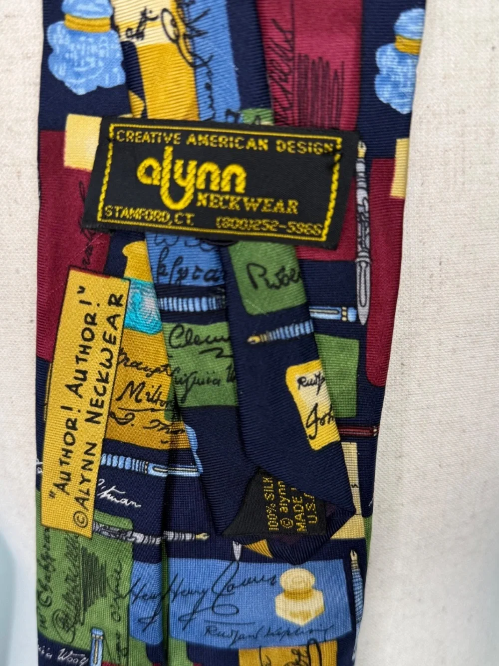 Alynn Silk Tie Famous Authors Fountain Pen Academia Ivy Blokecore Indie Eclectic